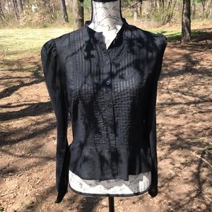 New York & Company Sheer Black Blouse